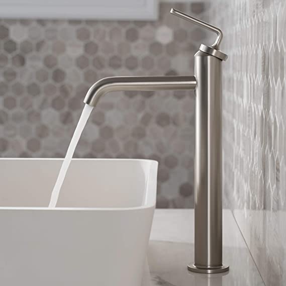 Kraus KVF-1220SFS-2PK Ramus Single Handle Vessel Sink Bathroom Faucet with Pop-Up Drain, Spot Free Stanless Steel