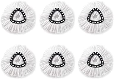 6 Pack Spin Mop Head Replacement Refill Microfiber Replacement Mop Heads Cleaning Mop Pads. (6Pack White)