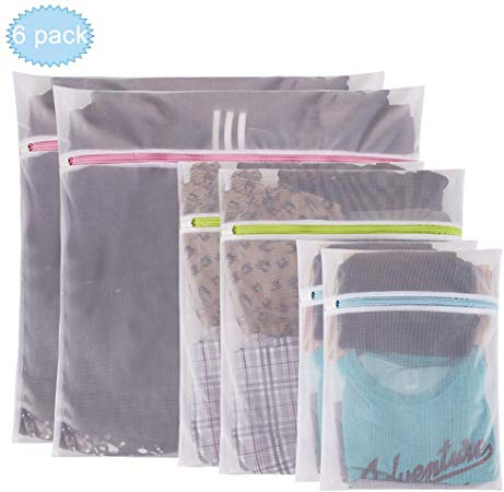 UOON Mesh Laundry Bags - Pack of 6 (2 Extra Large, 2 Large & 2 Medium）Essentials Reuse Durable Washing Machine Bag for Delicates Blouse,Hosiery,Underwear,Bra,Lingerie Baby clothes