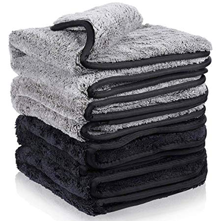 MATCC 4 pack 1200GSM Microfibre Cleaning Cloths Car Microfiber Cloth Ultra-Thick Super Absorbent Car Microfibre Towel for wash Polishing Waxing and Drying DetailingTowel 16'' x 16''