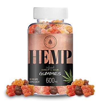 Organic Hemp Oil Extract Gummies - 600MG (20MG/Gummy) Helps Relieve Pain, Stress & Anxiety - Better Sleep - Made with Organic Colorado Hemp, Rich in Omega 3-6-9 & Vitamin E, Non-GMO, Vegan.