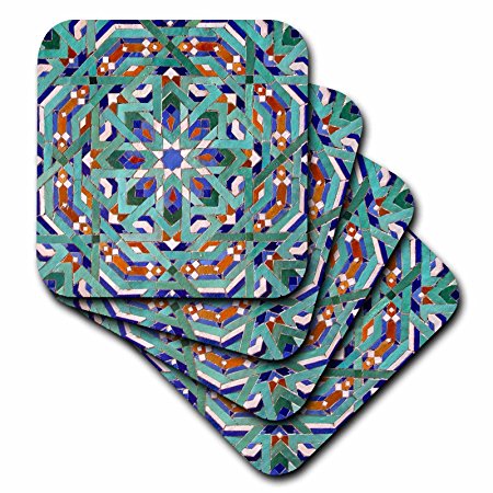 3dRose cst_73581_3 Morocco, Hassan Ii Mosque Mosaic, Islamic Tile Detail-Af29 Kwi0019-Kymri Wilt-Ceramic Tile Coasters, Set of 4