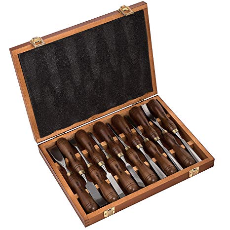 IMOTECHOM 12-Pieces Wood Carving Tools Chisel Set with Walnut Handle