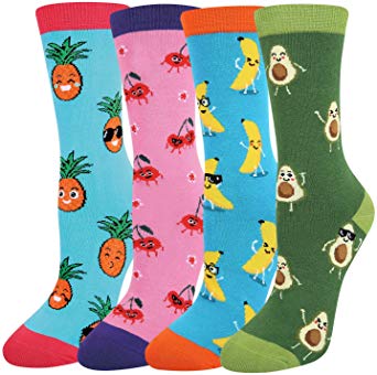 Women's Novelty Funny Food Fruit Socks with Gift Box, Crazy Taco Donut Pineapple