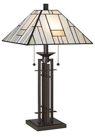 Franklin Iron Works Wrought Iron Tiffany-Style Table Lamp
