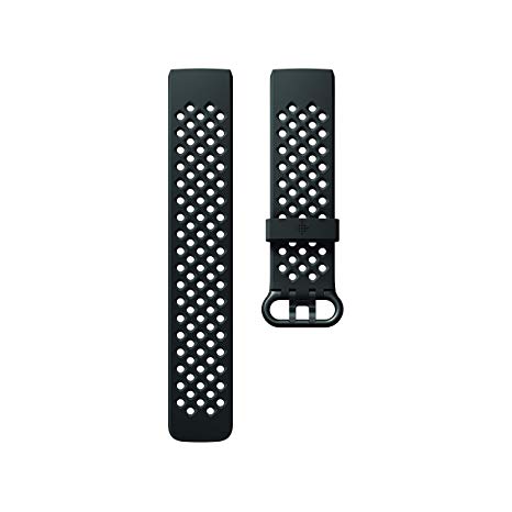 Fitbit Charge 3 Accessory Band, Official Fitbit Product, Sport, Black, Small