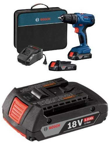 Bosch GSR18V-190B22 18V Compact 1/2" Drill/Driver Kit with (2) 1.5 Ah Slim Pack Batteries with 2.0 AH battery