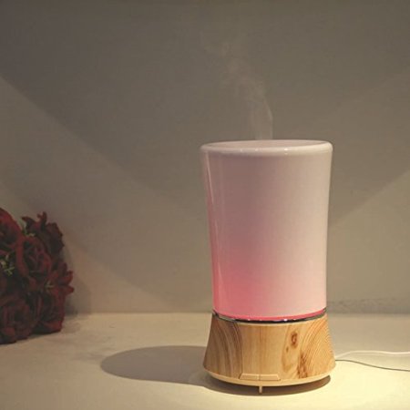 Accentory Home Air Humidifier Aromatherapy Essential Oil Diffuser with 7 color changing models 150ML Wood Grain iexclshy