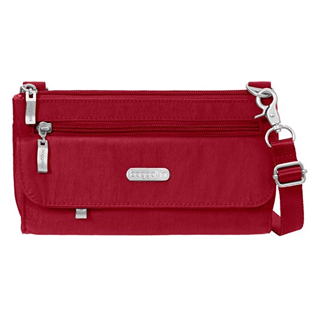 Baggallini Plaza Mini Crossbody Bag – Lightweight Nylon, Adjustable Crossbody Wallet Bag with Removable Wristlet Strap