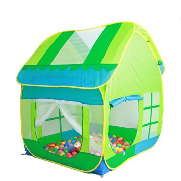 Truedays Kids Adventure Big Green Pop up Play Tent Indoor or Outdoor Tunnel Pool, Ball Not Include