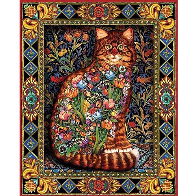Artoree DIY 5D Diamond Painting by Number Kit for Adult, Full Drill Diamond Embroidery Dotz Kit Home Wall Decor-14x18" Abstract Cat
