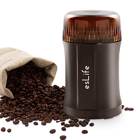 esLife 200W Coffee Grinder Portable Electric Nut Spice Grinder with 304 Stainless Steel Blades, Safety Switch and Multipurpose Design for Coffee, Nuts, Spices and More