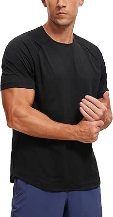 CRZ YOGA Mens Lightweight Athletic T-Shirts Moisture Wicking Running Workout Shirt Short Sleeve Gym Tops