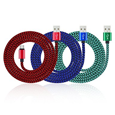 Micro USB Cable, UNISAME 3 Pack 3Ft Braided Micro USB Fast Charging Sync Data Cable Charger Cord for Galaxy S7 S6 edge S5 Note 4 5 Tab, Moto G X, HTC and more Android Devices