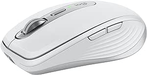 Logitech MX Anywhere 3S for Mac, Compact Wireless Bluetooth Mouse, 8K DPI Any-Surface Tracking, Quiet Clicks, USB C for MacBook Pro, MacBook Air - Pale Grey - Free Adobe Creative Cloud Subscription