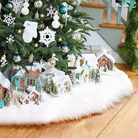 LeeQueen Christmas Tree Skirt, 30 inches Fluffy Xmas Tree Skirt Decorations for Holiday Party