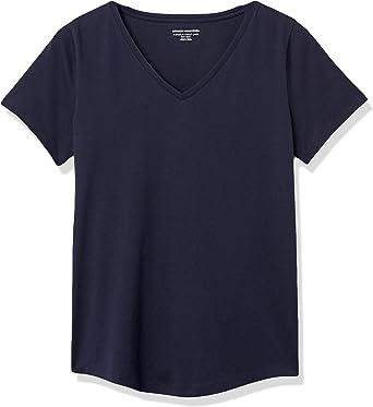 Amazon Essentials Womens 2-Pack 100% Cotton Relaxed-fit Short-Sleeve V-Neck T-Shirt