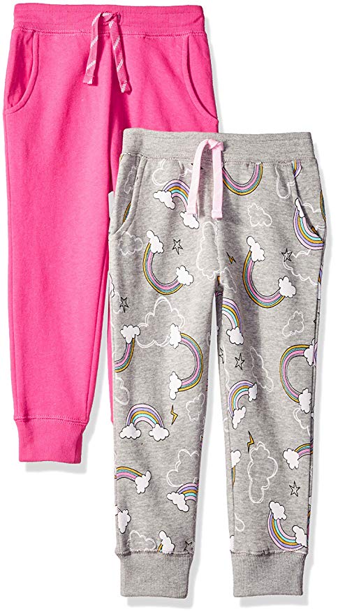 Spotted Zebra Girls' 2-Pack Fleece Jogger Pants