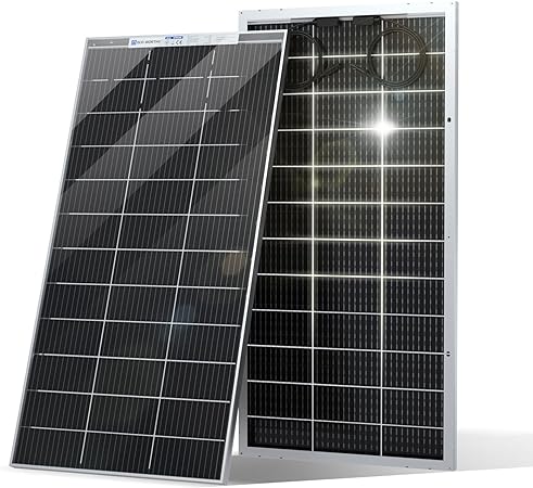 ECO-WORTHY Bifacial 195 Watt 12 Volt Solar Panel Monocrystalline Rigid High-Efficiency PV Module Power Charger for Sunsheds, Canopies, RVs, Farms and Other Off-Grid Applications