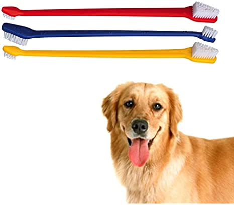 SystemsEleven 3 x Double Ended Dog & Cat Dental Oral Care Toothbrush Healthy Pet Grooming Tool