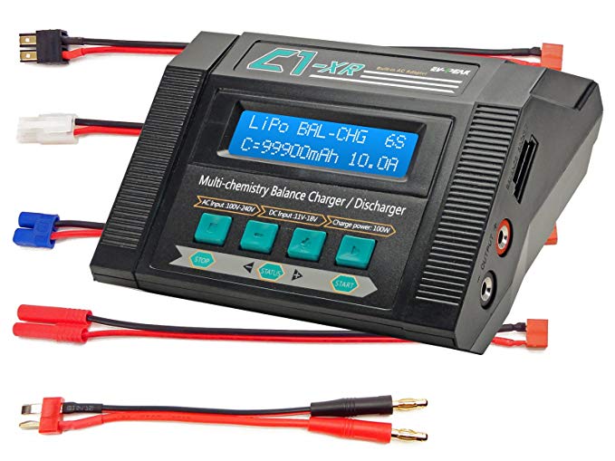 C1-XR CAR 10Amps 100Watts LiPo LiHV LiIon Life NiCd NiMh AC/DC Multi-Chemistry Balancing Battery Charger w Internal Resistance, Terminal Voltage Control, Battery Meter Deans Traxxas Tamiya Redcat EC3