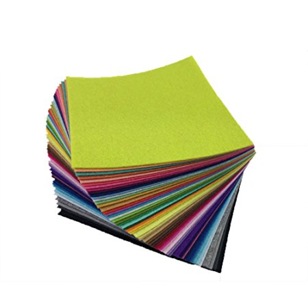 flic-flac 54pcs Felt Fabric Sheet Assorted Color Felt Pack DIY Craft Squares Nonwoven (10cm10cm)
