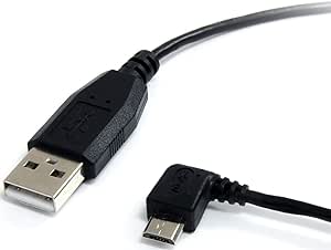 StarTech.com 1 ft. (0.3 m) USB to Micro USB Cable - USB 2.0 A to Left Angle Micro B - Black - Micro USB Cable (UUSBHAUB1LA)