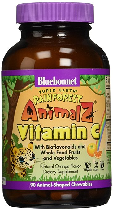 Bluebonnet Super Earth Rainforest Animalz Vitamin C Chews, Orange, 90 Count