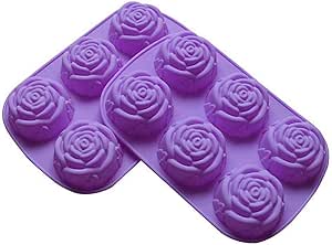 Silicone Mold for Handmade Soap jelly Pudding Cake Baking Tools Biscuit Cookie Chocolate Molds (Purple Rose (2 Pack))