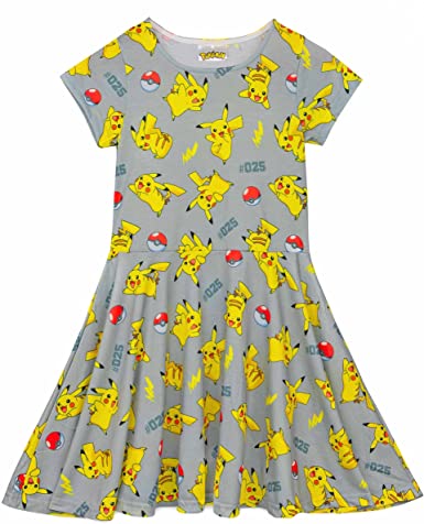 Pokemon Childrens Girls Pikachu Short Sleeved Dress