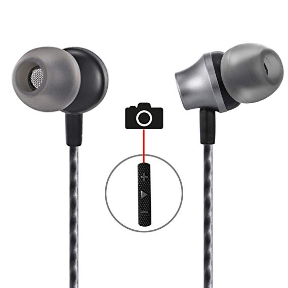 in Ear Earbuds,Aictoe Wired Earphones with Selfie,Super Stereo Bass Headphones Noise Isolating Headsets with Built-in Mic and Volume Control Universal for 3.5mm Android iOS（Black）