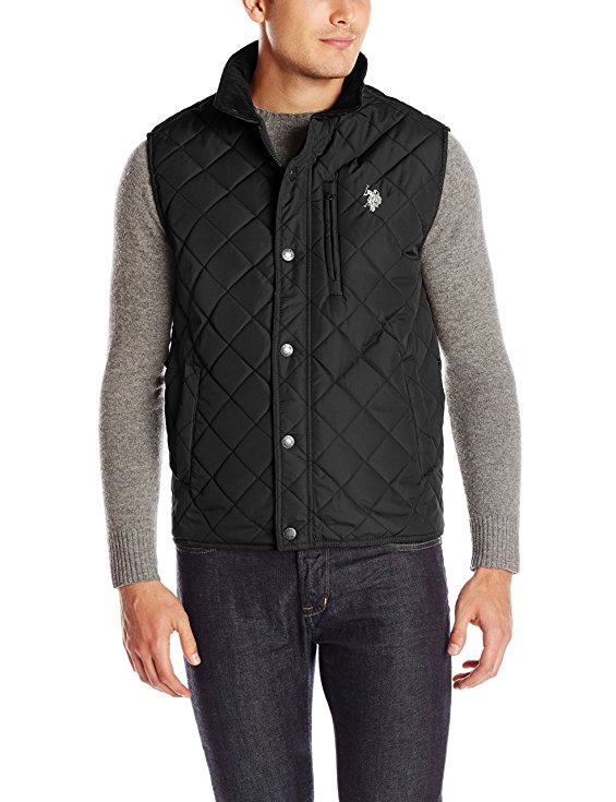 U.S. Polo Assn. Men's Diamond-Quilted Vest with Corduroy Collar