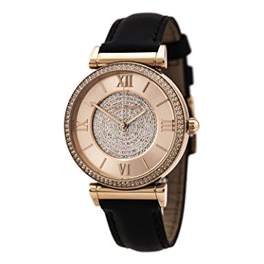 Michael Kors Watches Catlin Leather Watch (Black)