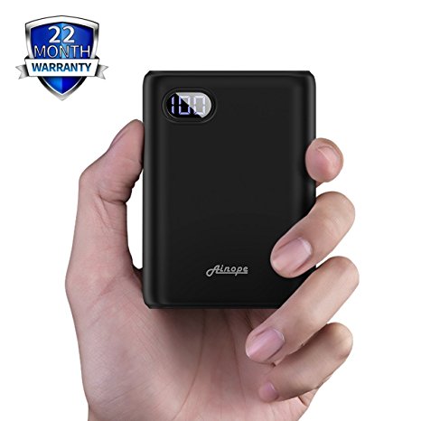 Power Bank,10000mAh Portable Charger(LCD Power Display),Compact Body,Perfect Carry-on for Travel (7.9oz Weight),Small External Battery Pack for iPhone,iPad,Samsung Galaxy and More (Black)