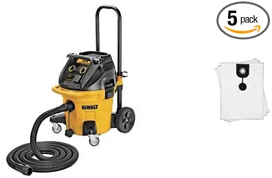 DEWALT DWV012 10-Gallon Dust Extractor with Automatic Filter with DEWALT DWV9402 Fleece Bag for DWV012 Dust Extractor, 5-Pack