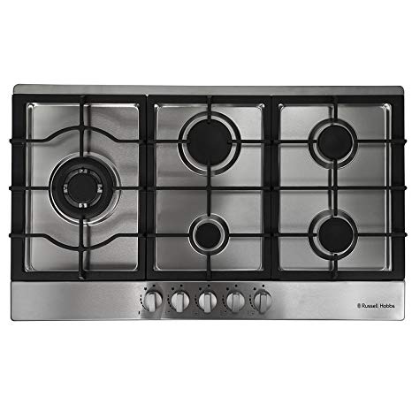 Russell Hobbs RH75GH601SS Stainless Steel 75cm Wide, 5 Burner Gas Hob, Free 2 Year Guarantee