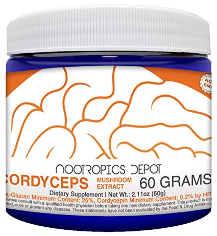 Cordyceps Mushroom Powder | 60 Grams | Cordyceps militaris | Organic Whole Fruiting Body Mushroom Extract | Supports Healthy Immune System