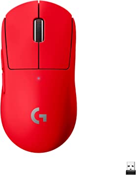 Logitech G PRO X Superlight Wireless Gaming Mouse, Ultra-Lightweight, Hero 25K Sensor, 25,600 DPI, 5 Programmable Buttons, Long Battery Life, Compatible with PC / Mac - Red