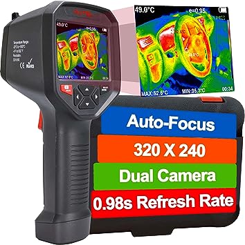 Autel MaxiIRT IR100 Thermal Imaging Camera Dual Camera High Resolution Auto-Focus Adjustable Emissivity Five Color Palettes Troubleshoot Brakes Exhaust HVAC Wi-Fi Image Transfer to PC MaxiSYS Tablets