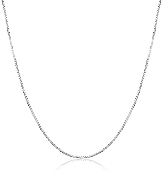 10k White Gold .50mm Solid Box Chain Necklace, 18"