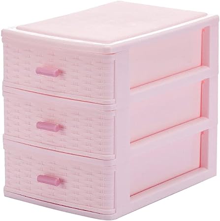 DOITOOL Drawer Desktop Storage Organiser 3 Layer Large Capacity Cosmetic Storage Case Jewelry Holder Box Storage Container for Vanity Bathroom Counter Dresser Pink