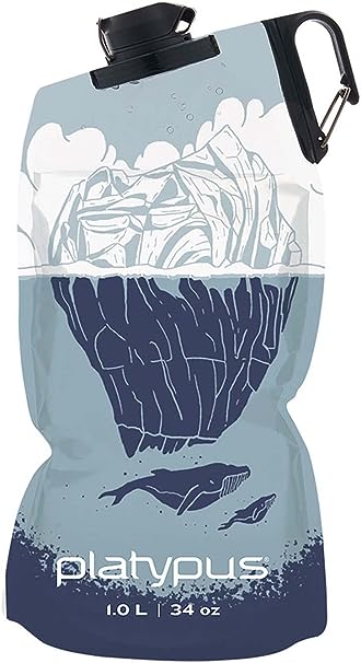 Platypus DuoLock SoftBottle Flexible Water Bottle, Whale Print, 1.0-Liter