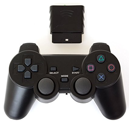 komekuma® 2.4g Wireless Game Pad Joysticks Gaming Controller Joypad Gamepad Console for Sony Playstation 2 Dual Shock Dual Includes