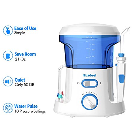 Water Flosser - Water Flossing Dental Oral Irrigator with 10 Pressure Settings, Water Flossers for Teeth Cleaning 90 Seconds Dental Flosser with 7 Tips for Family Use Effective & Comfortable