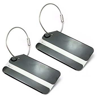 2X Metal Travel Suitcase Luggage Identifier Tags Labels Bag ID Address Holder