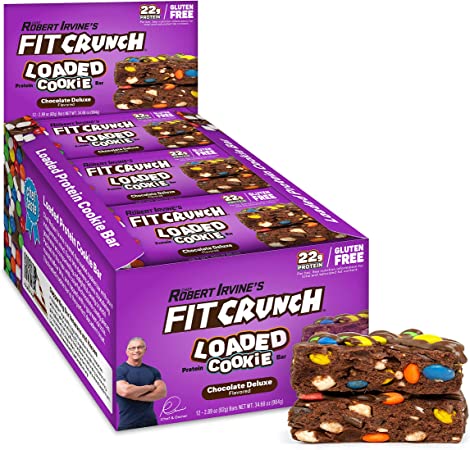 FITCRUNCH Loaded Cookie Protein Bar, High Protein, Gluten Free, Protein Snack (Chocolate Deluxe, 12 Count)