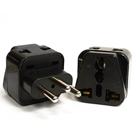 OREI 2 in 1 USA to Switzerland Travel Adapter Plug (Type J) - 2 Pack, Black