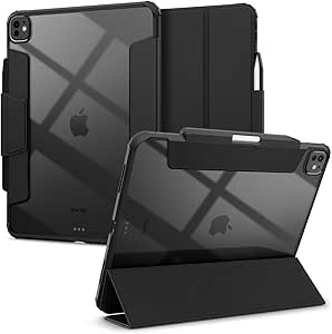 Spigen Ultra Hybrid Pro Designed for iPad Pro 13 inch Case (2024) M4 with Clear Transparent Back and Pencil Holder - Black