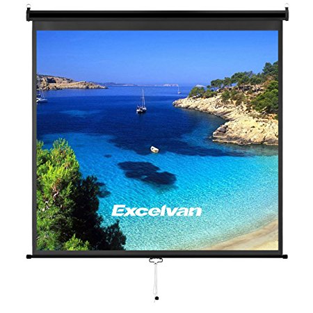 Excelvan Manual Projector Screen With Auto Locking Device, Premium PVC Matte Indoor Outdoor Movie Wrinkle-Free Projection Screen for HDTV Sports Wedding Party Presentations (70" x 70")