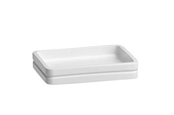 Kraftware Malibu Soap Dish White, Contemporary Soap Holder, Office Bathroom Soap Dish, Hotel Soap,  MADE IN U.S.A.